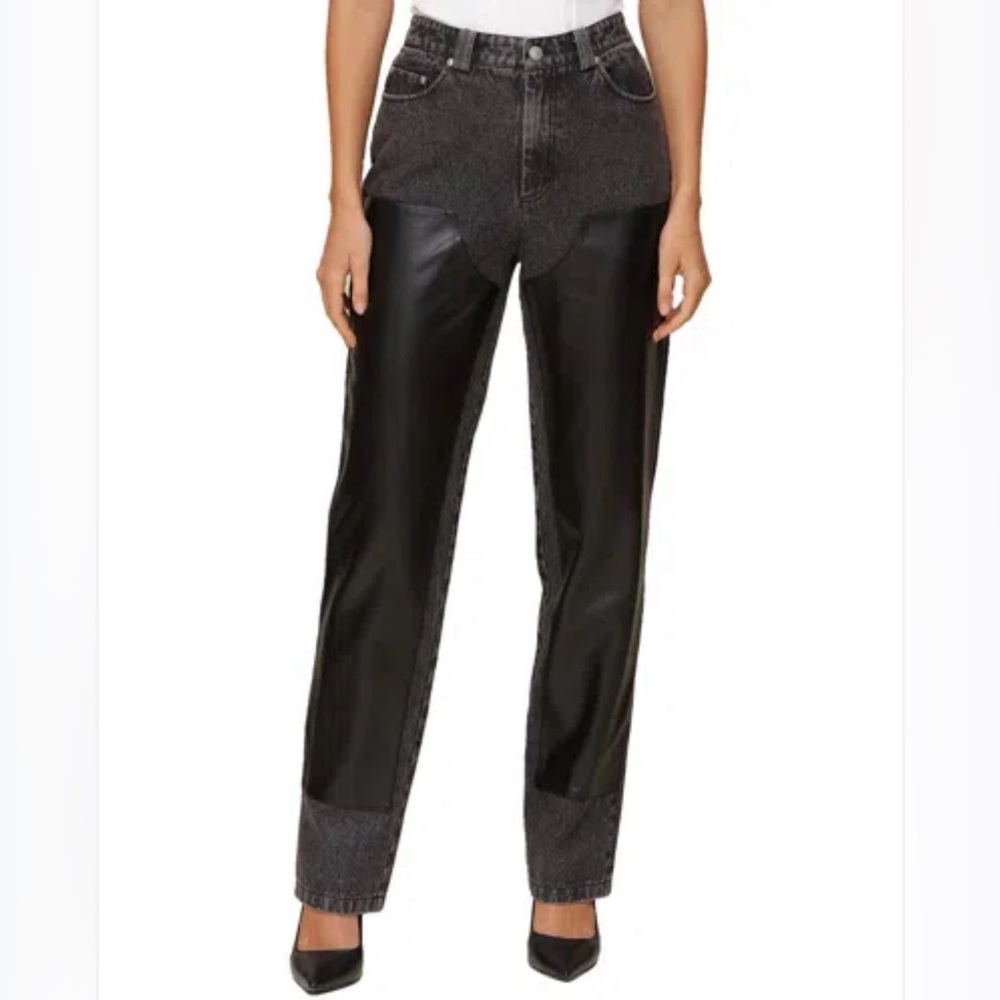Avec Les Filles Black and Gray Straight Leg Jeans